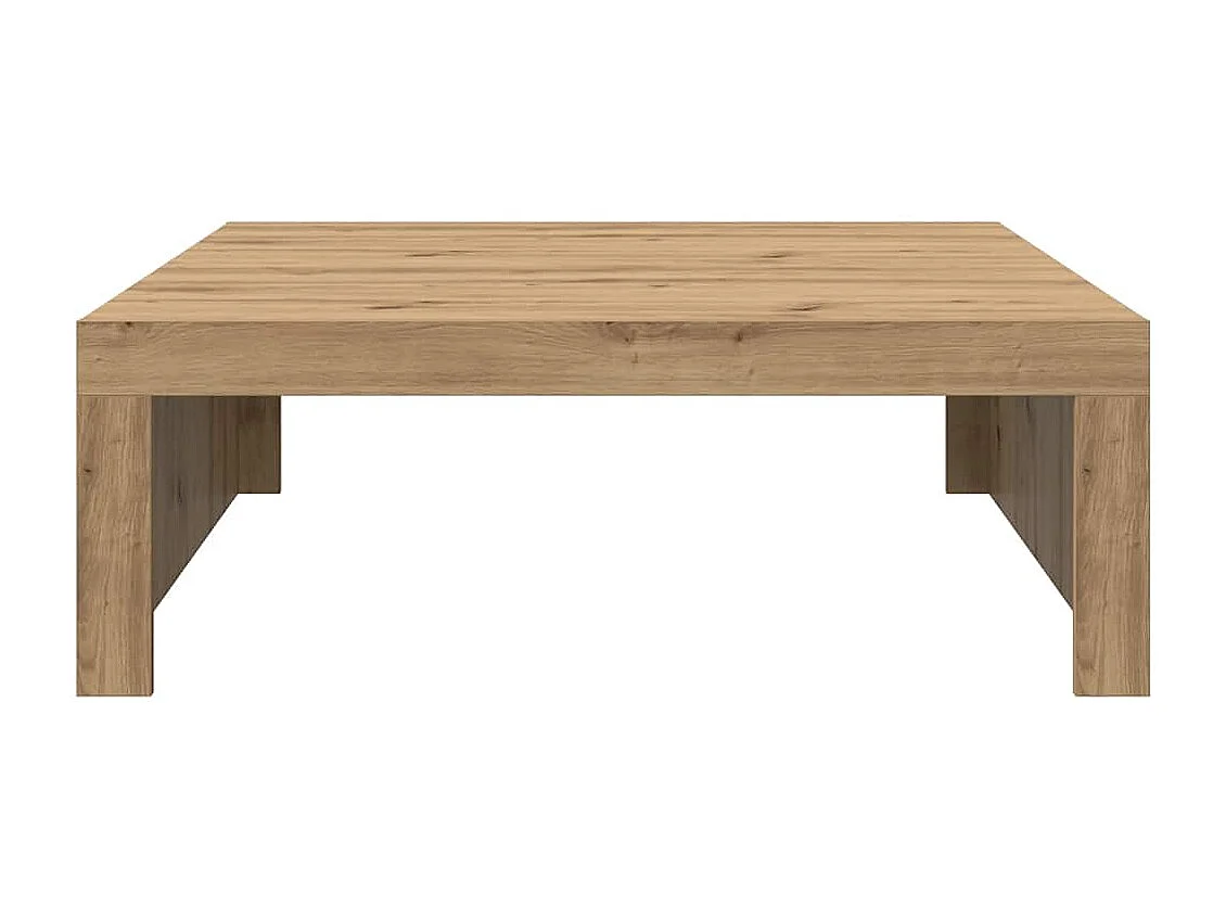 Table basse chêne artisanal 100x100x35 cm bois d'ingénierie