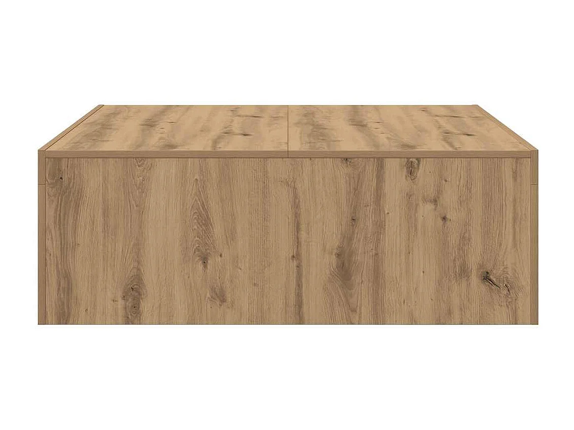 Table basse chêne artisanal 100x100x35 cm bois d'ingénierie