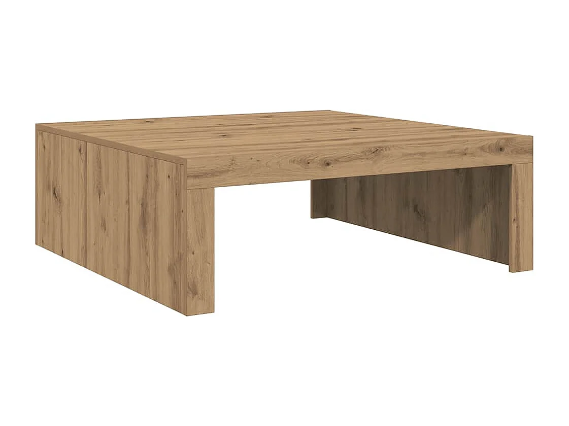 Table basse chêne artisanal 100x100x35 cm bois d'ingénierie