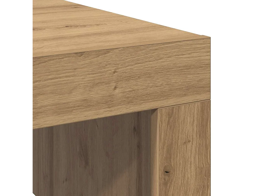 Table basse chêne artisanal 100x100x35 cm bois d'ingénierie