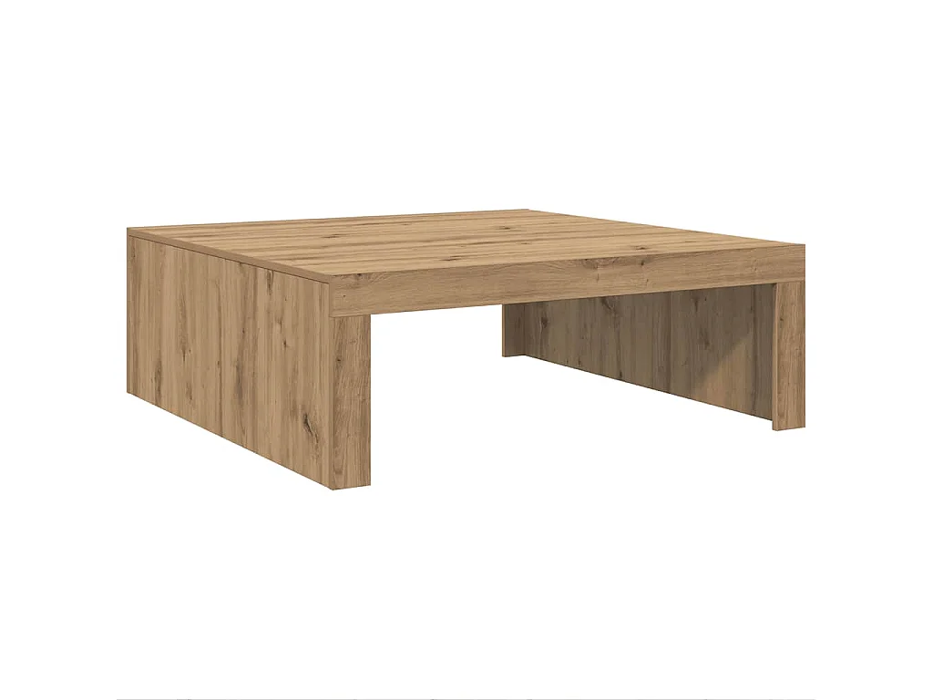 Table basse chêne artisanal 100x100x35 cm bois d'ingénierie