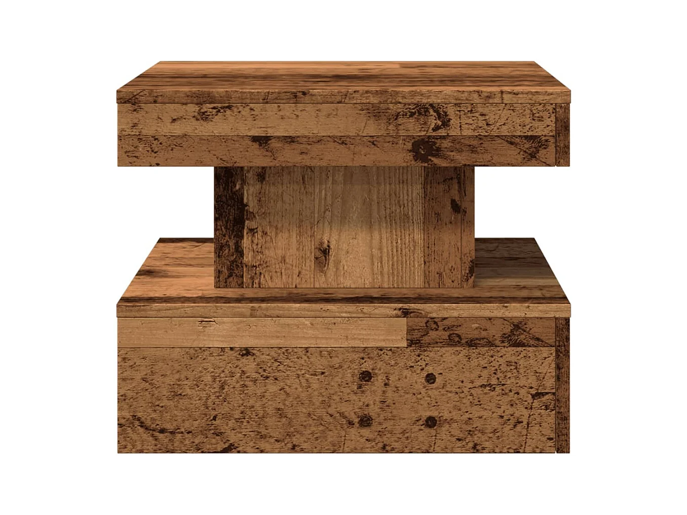 Table basse avec lumières LED vieux bois 50x50x40 cm