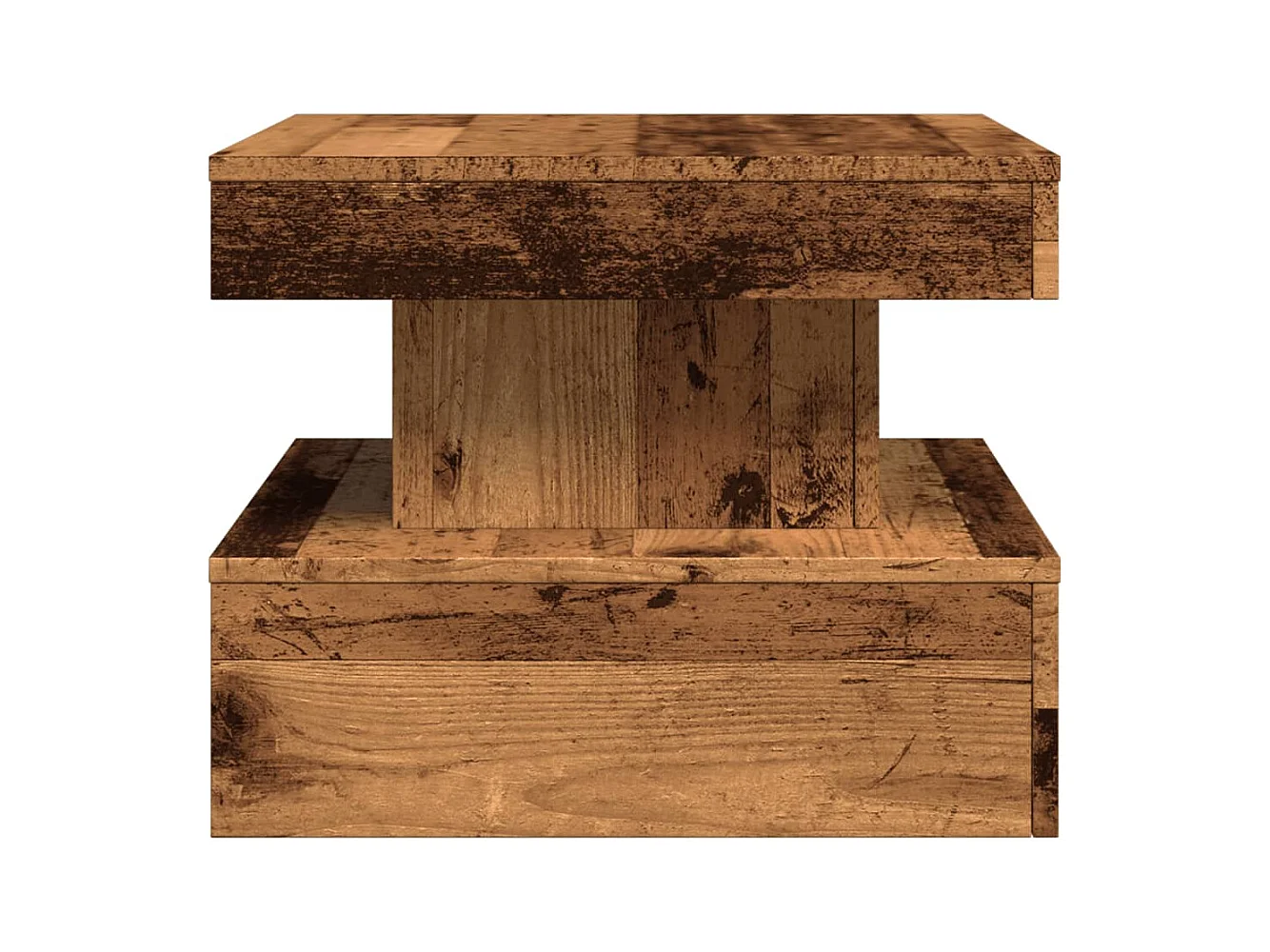 Table basse avec lumières LED vieux bois 50x50x40 cm