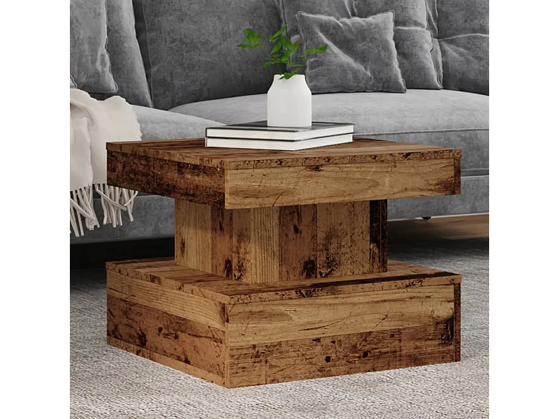 Couchtisch mit LED-Leuchten Altholz-Optik 50x50x40 cm