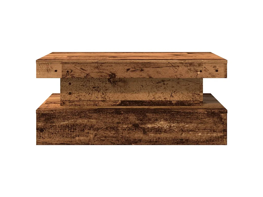 Table basse avec lumières LED vieux bois 90x50x40 cm