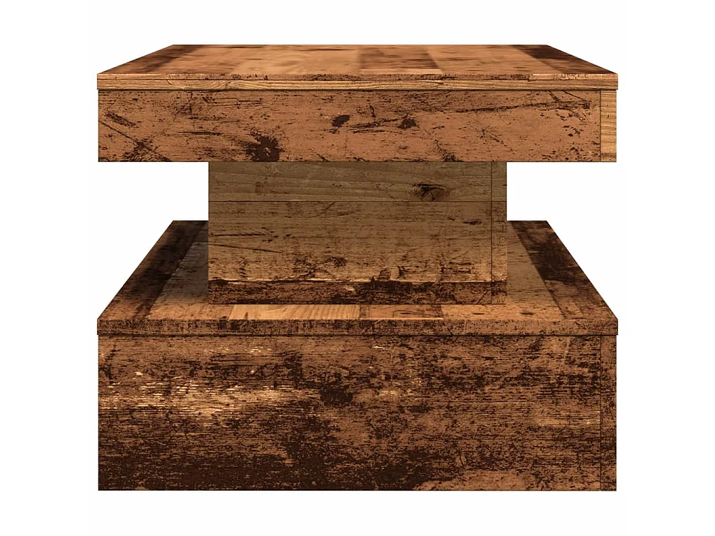 Table basse avec lumières LED vieux bois 90x50x40 cm