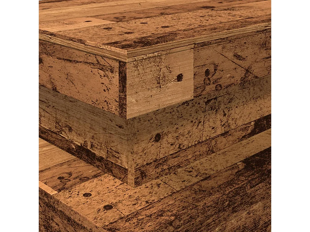 Table basse avec lumières LED vieux bois 90x50x40 cm