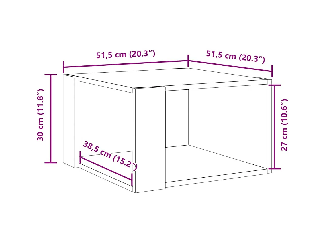 Table basse gris béton 51,5x51,5x30 cm bois d'ingénierie