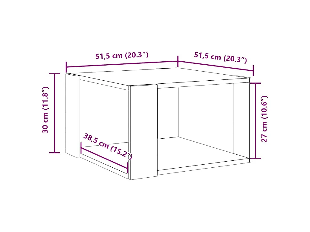 Table basse gris béton 51,5x51,5x30 cm bois d'ingénierie