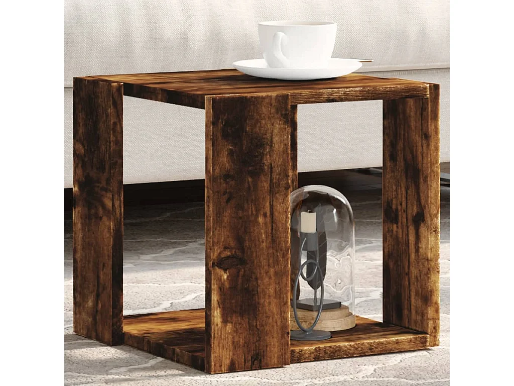 Table basse chêne fumé 32x32x30 cm bois d'ingénierie