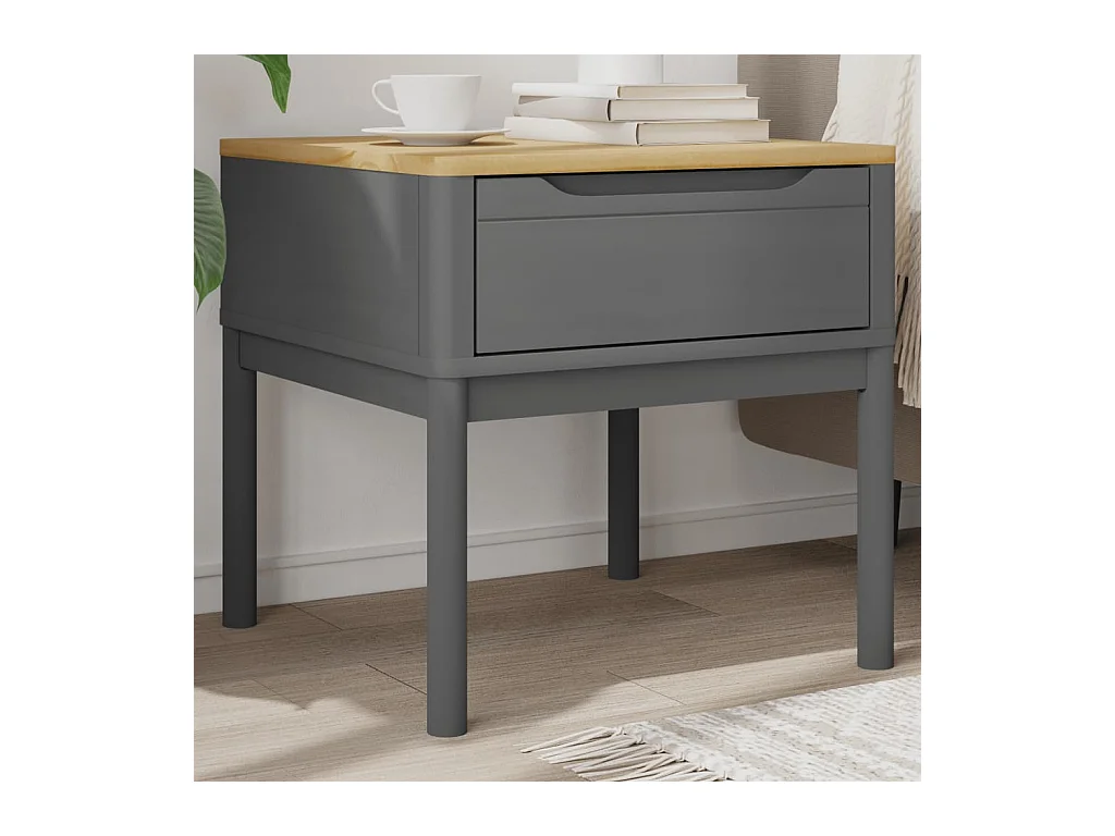 Lampentisch FLORO Grau 55x55x54 cm Massivholz Kiefer