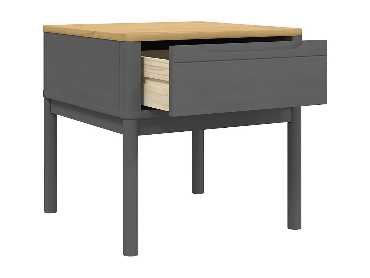 Table de chevet FLORO gris 55x55x54 cm bois de pin massif