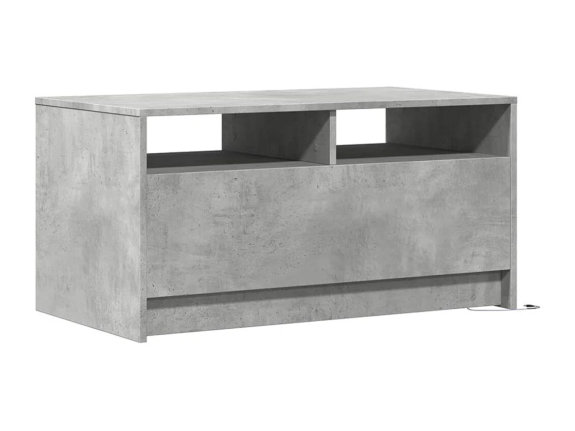 Mesa de centro c/ luzes LED derivados madeira cinzento cimento