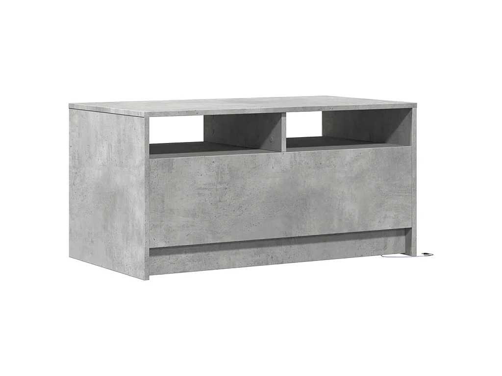 Table basse avec lumières LED gris béton bois d'ingénierie