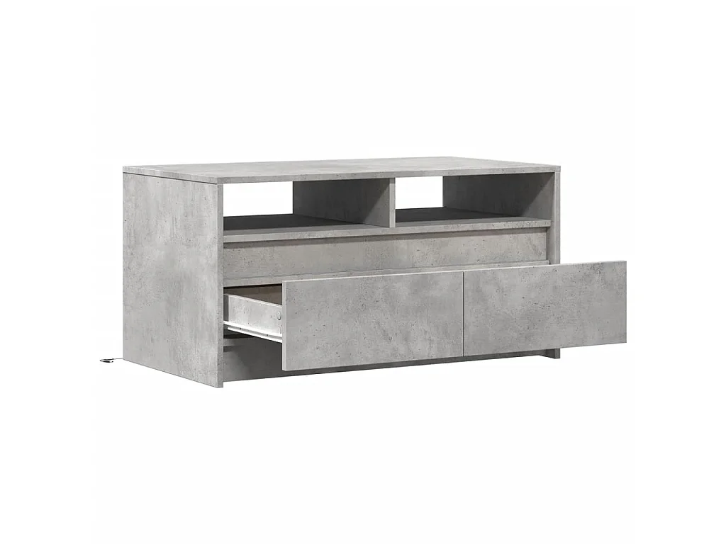 Table basse avec lumières LED gris béton bois d'ingénierie
