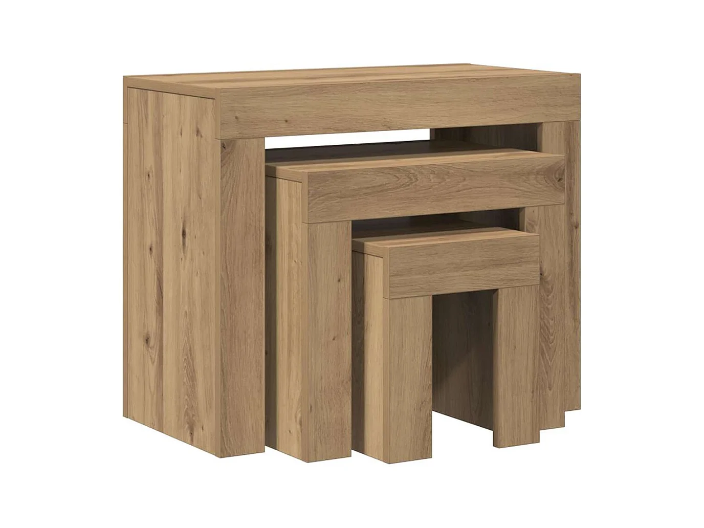 Tables basses gigognes 3 pcs chêne artisanal bois d'ingénierie