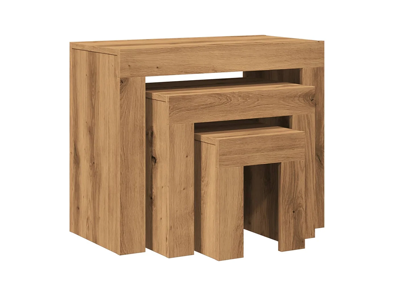 Tables basses gigognes 3 pcs chêne artisanal bois d'ingénierie