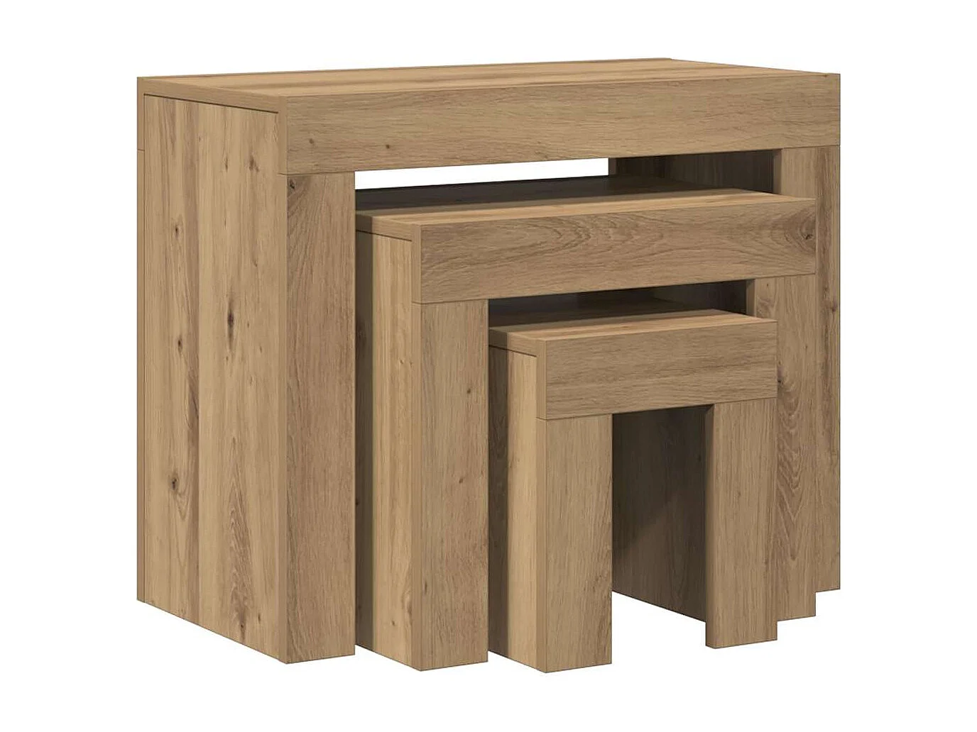 Tables basses gigognes 3 pcs chêne artisanal bois d'ingénierie