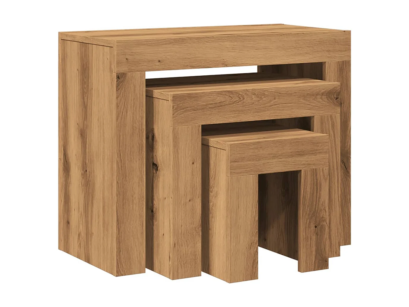 Tables basses gigognes 3 pcs chêne artisanal bois d'ingénierie