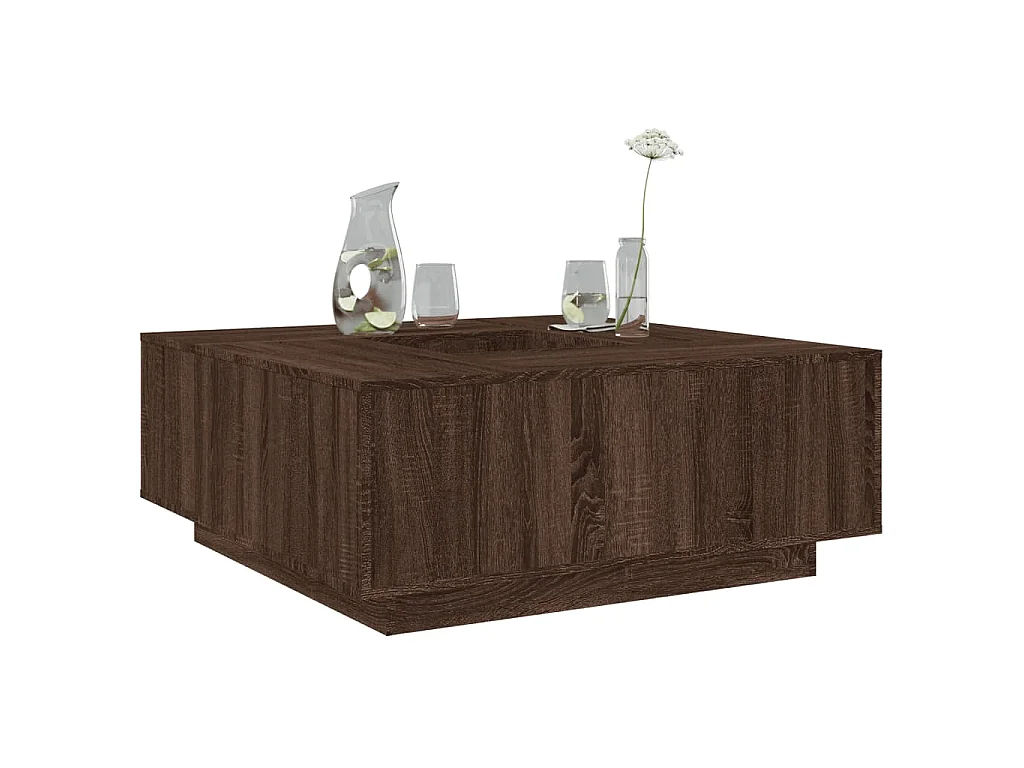 Mesa de centro madera de ingeniería marrón roble 100x100x40 cm