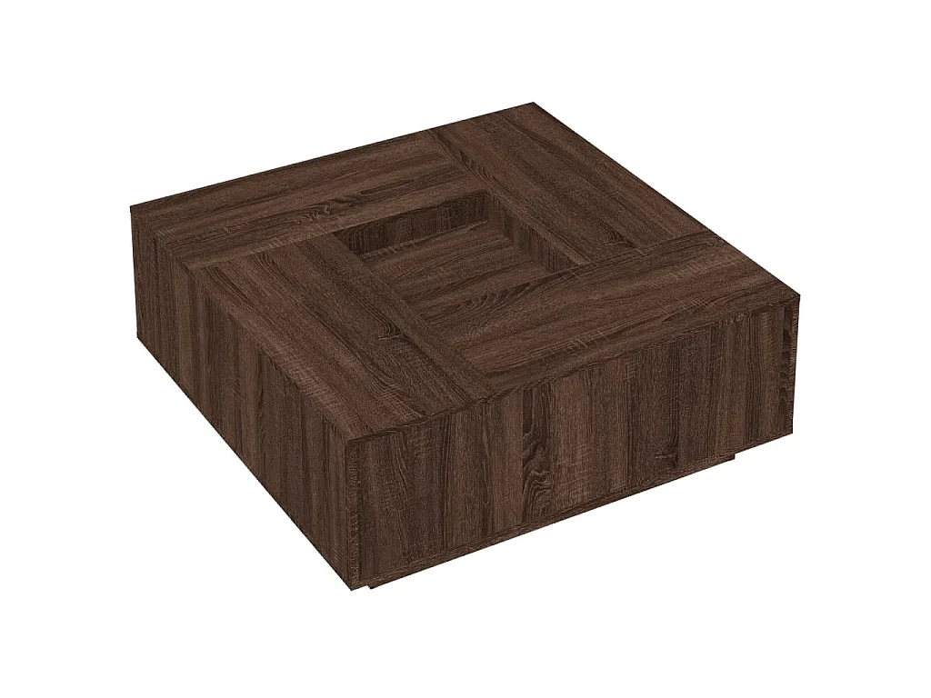 Mesa de centro madera de ingeniería marrón roble 100x100x40 cm