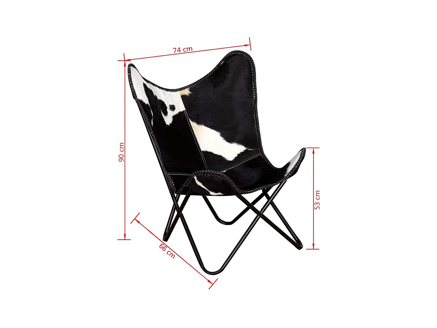 Vlinderstoel echt rundleer zwart en wit