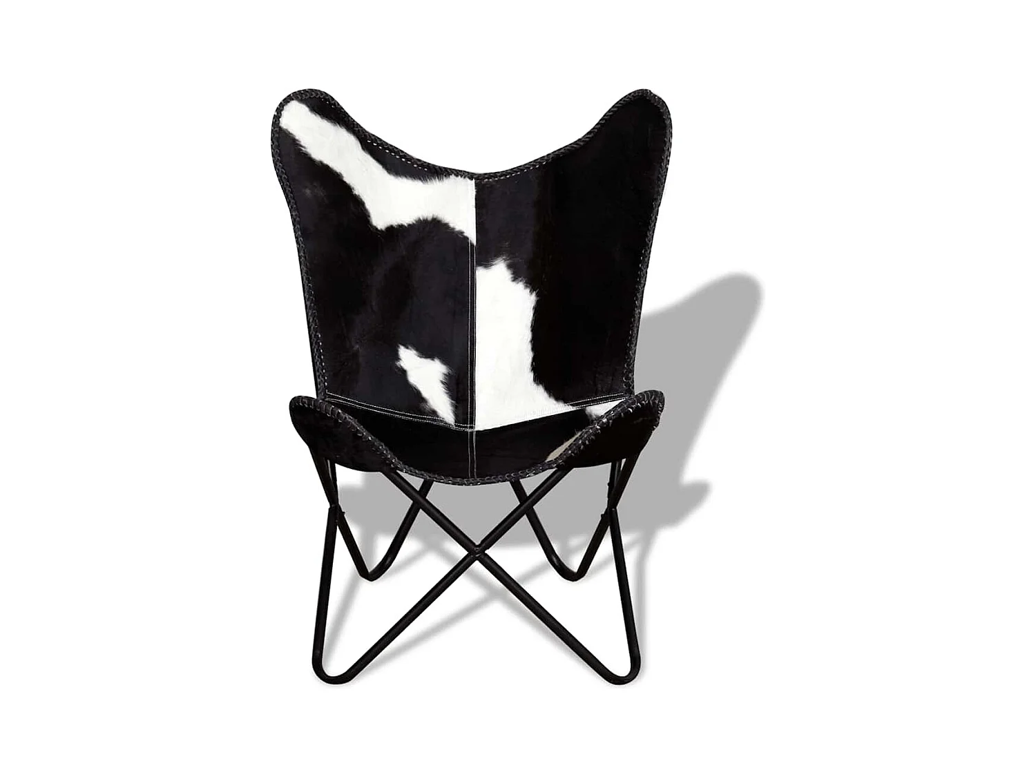 Vlinderstoel echt rundleer zwart en wit