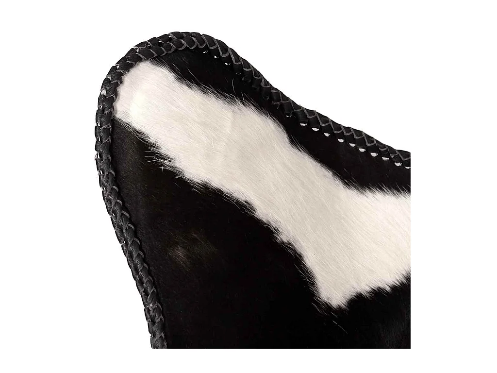 Vlinderstoel echt rundleer zwart en wit