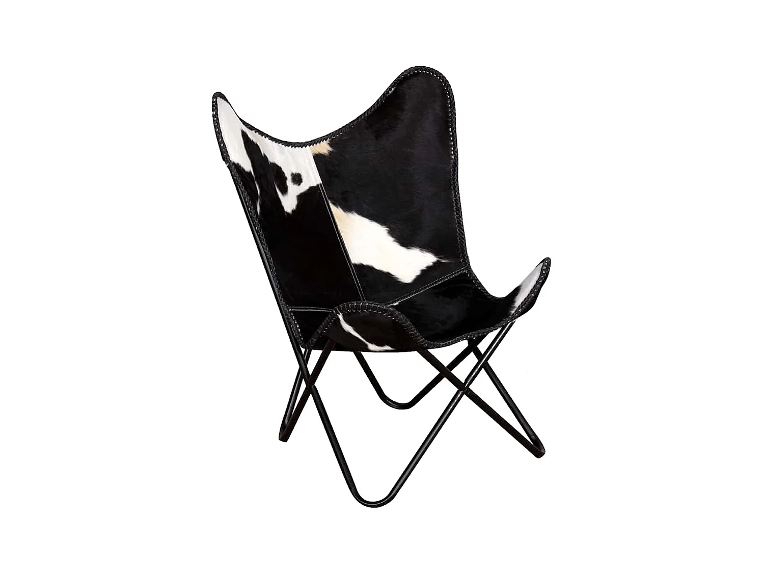 Chaise papillon noir et blanc cuir de vache