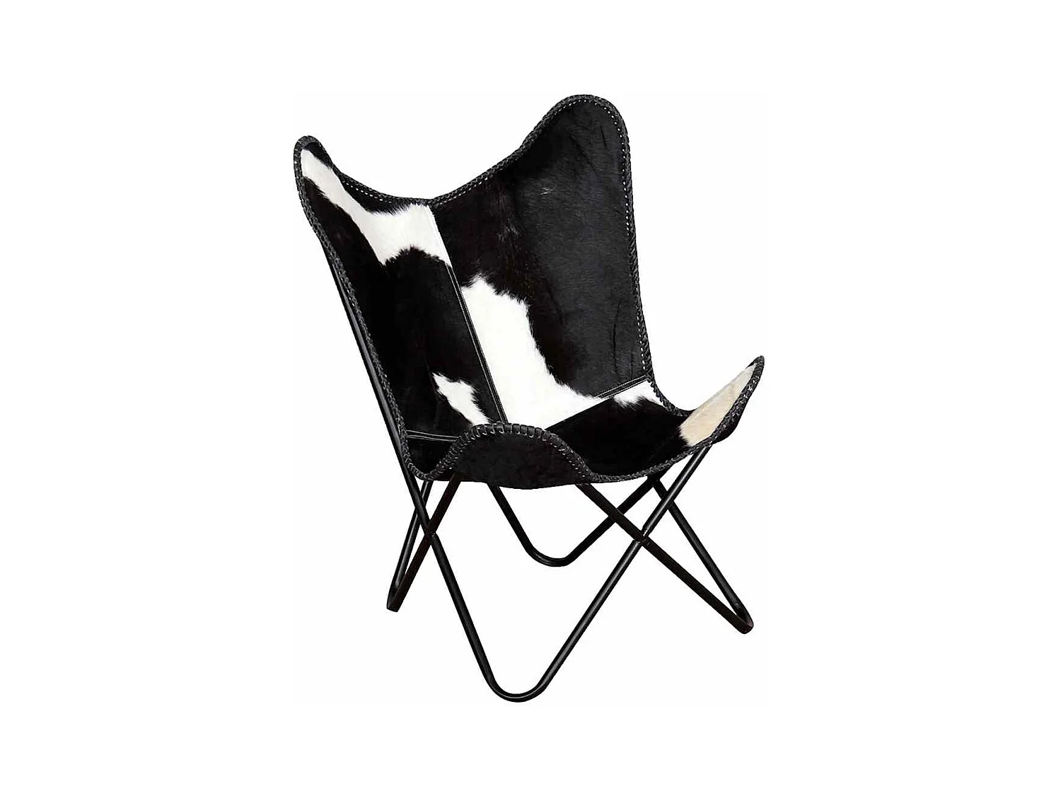 Chaise papillon noir et blanc cuir de vache