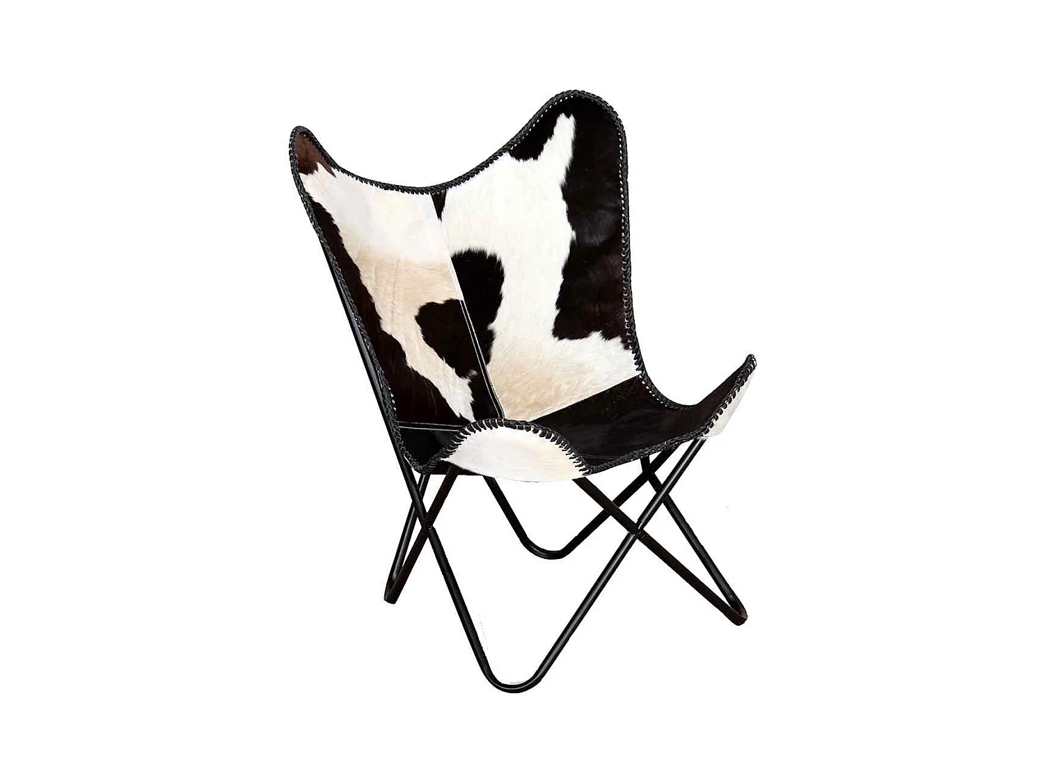 Chaise papillon noir et blanc cuir de vache