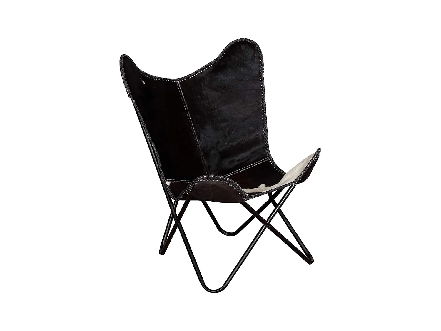 Chaise papillon noir et blanc cuir de vache