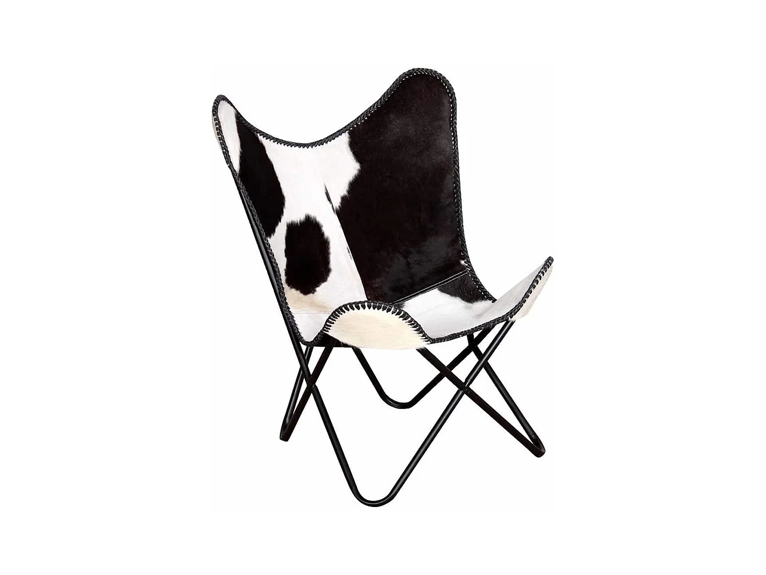 Chaise papillon noir et blanc cuir de vache