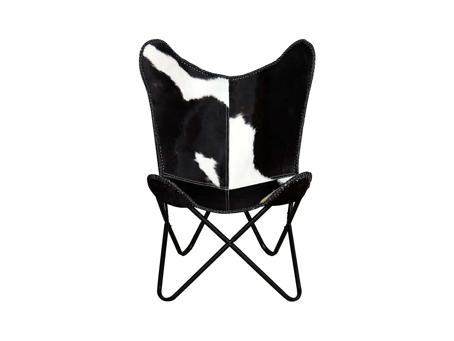 Chaise papillon noir et blanc cuir de vache