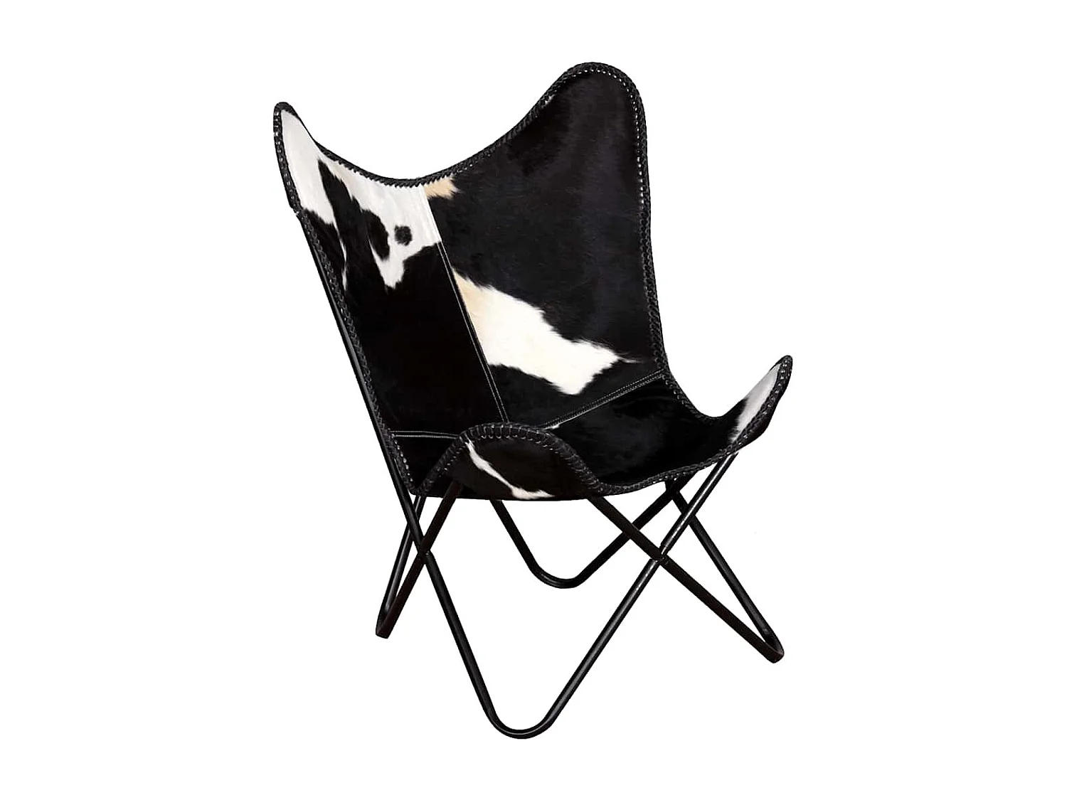 Chaise papillon noir et blanc cuir de vache