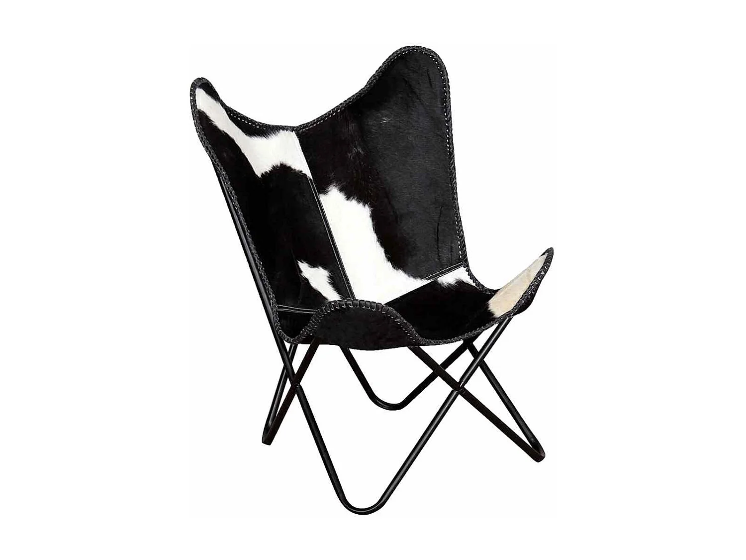 Chaise papillon noir et blanc cuir de vache