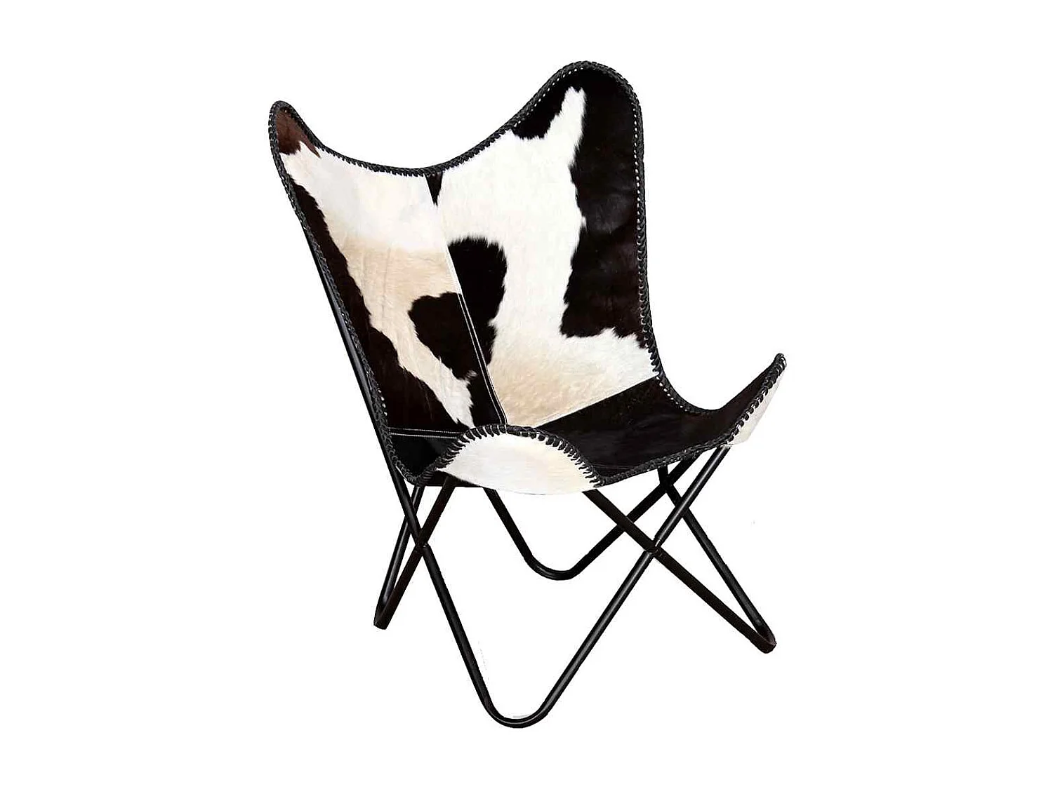 Chaise papillon noir et blanc cuir de vache