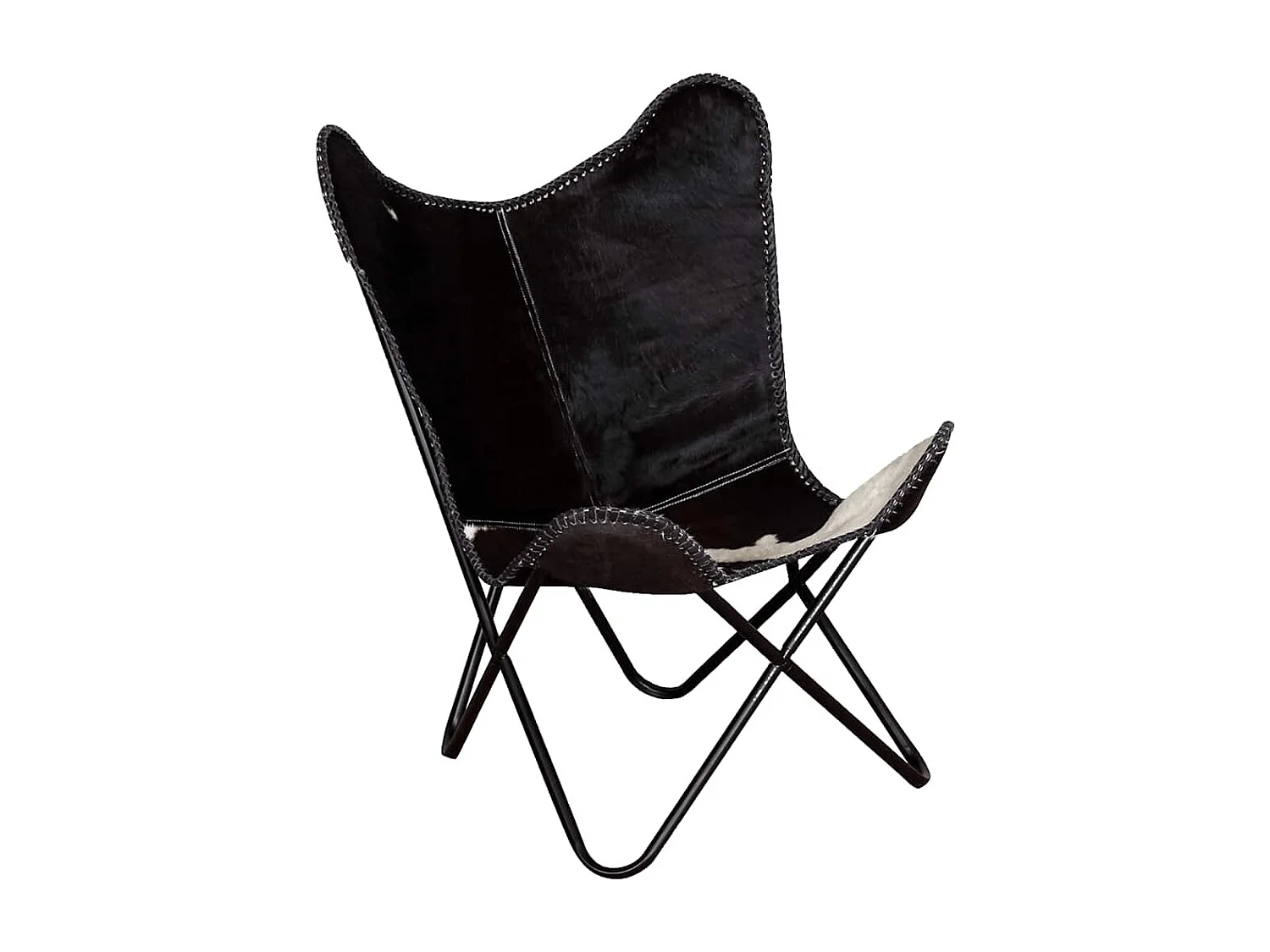 Chaise papillon noir et blanc cuir de vache