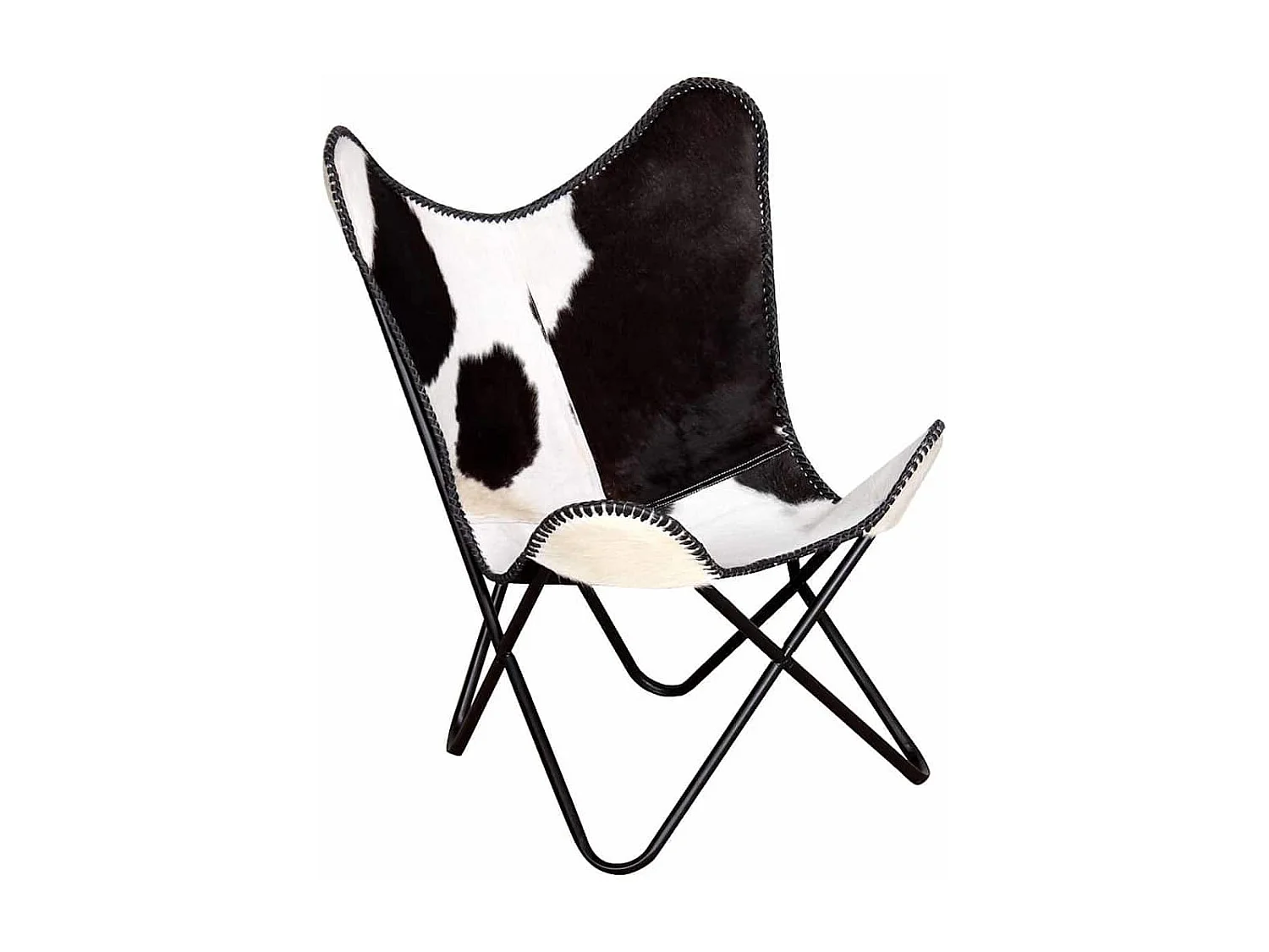 Chaise papillon noir et blanc cuir de vache