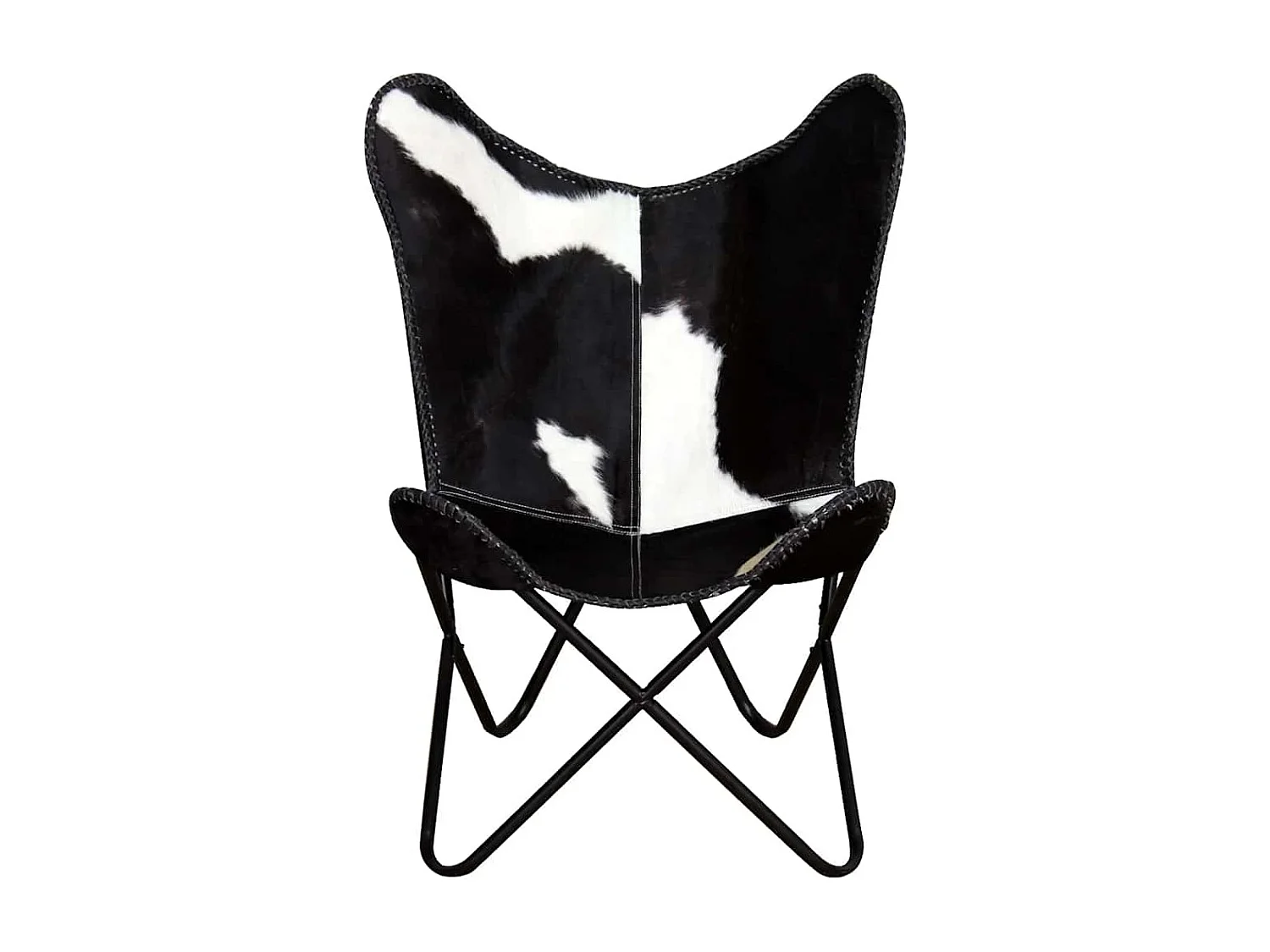 Chaise papillon noir et blanc cuir de vache