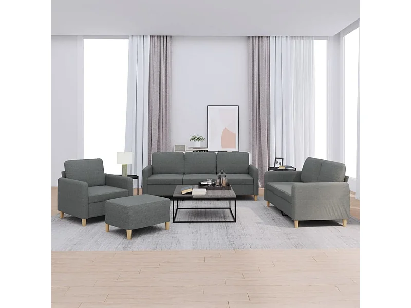 Ensemble de canapés 4 pcs avec coussins Gris foncé Tissu