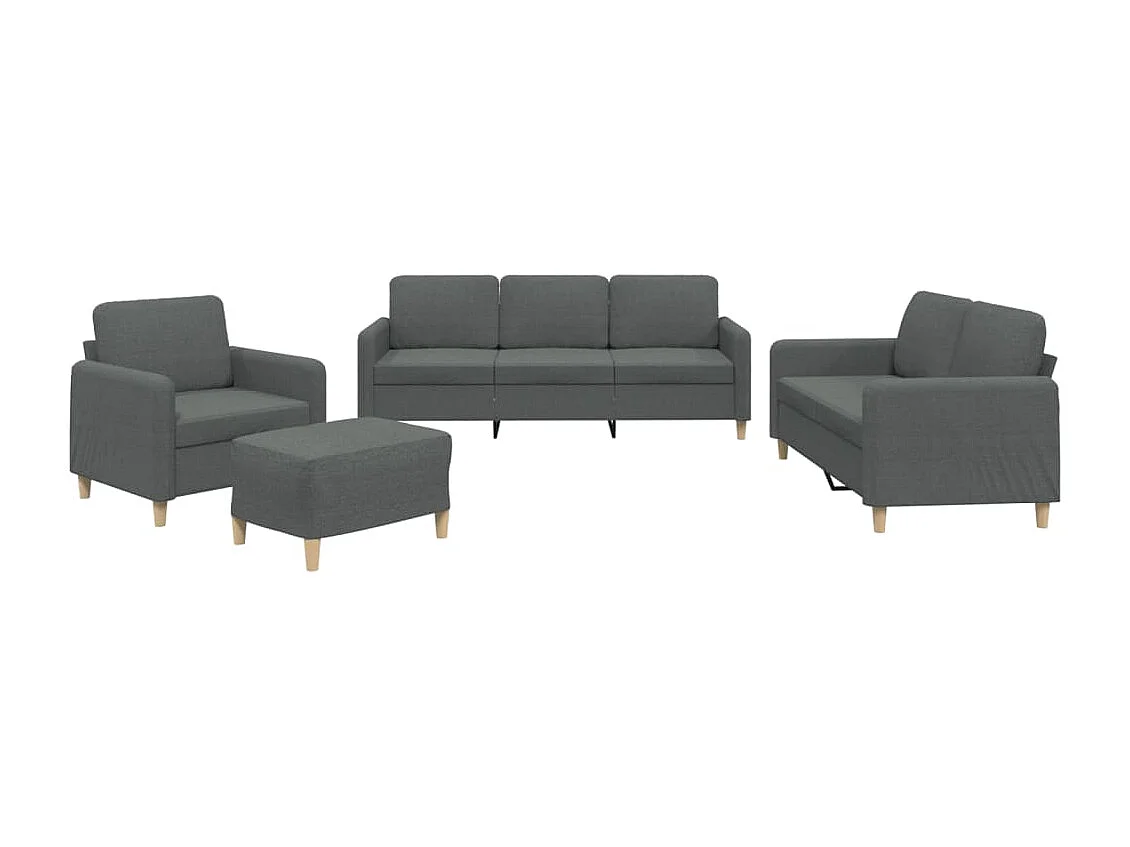Ensemble de canapés 4 pcs avec coussins Gris foncé Tissu