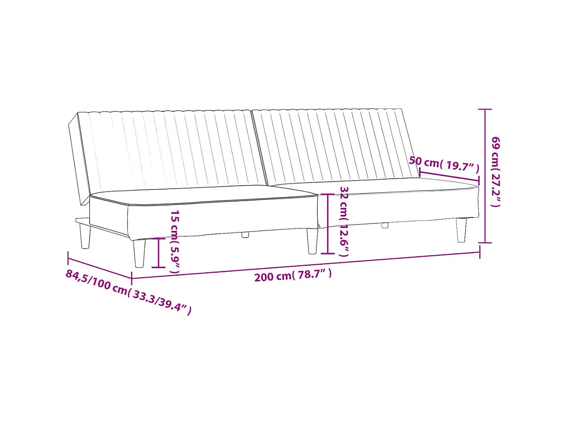 Canapé-lit 2 places marron similicuir