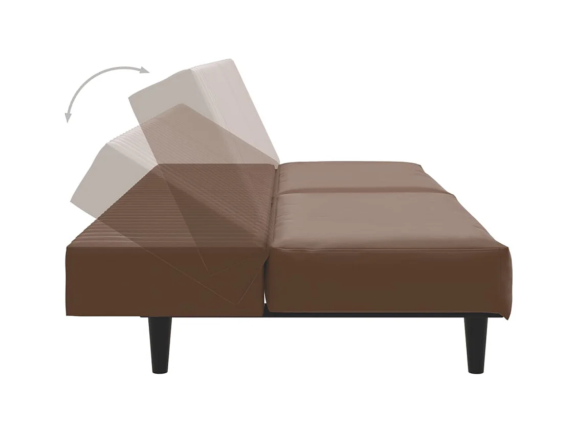 Canapé-lit 2 places marron similicuir