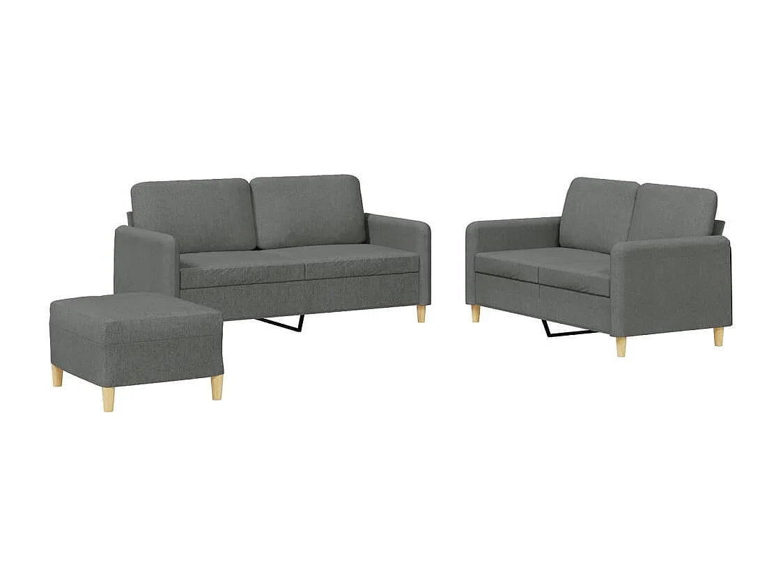 3-delige Loungeset met kussens stof donkergrijs