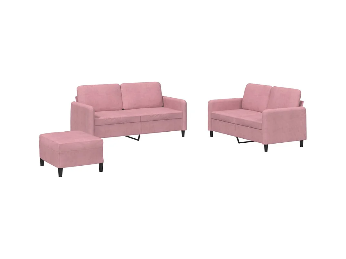 Ensemble de canapés 3 pcs rose velours