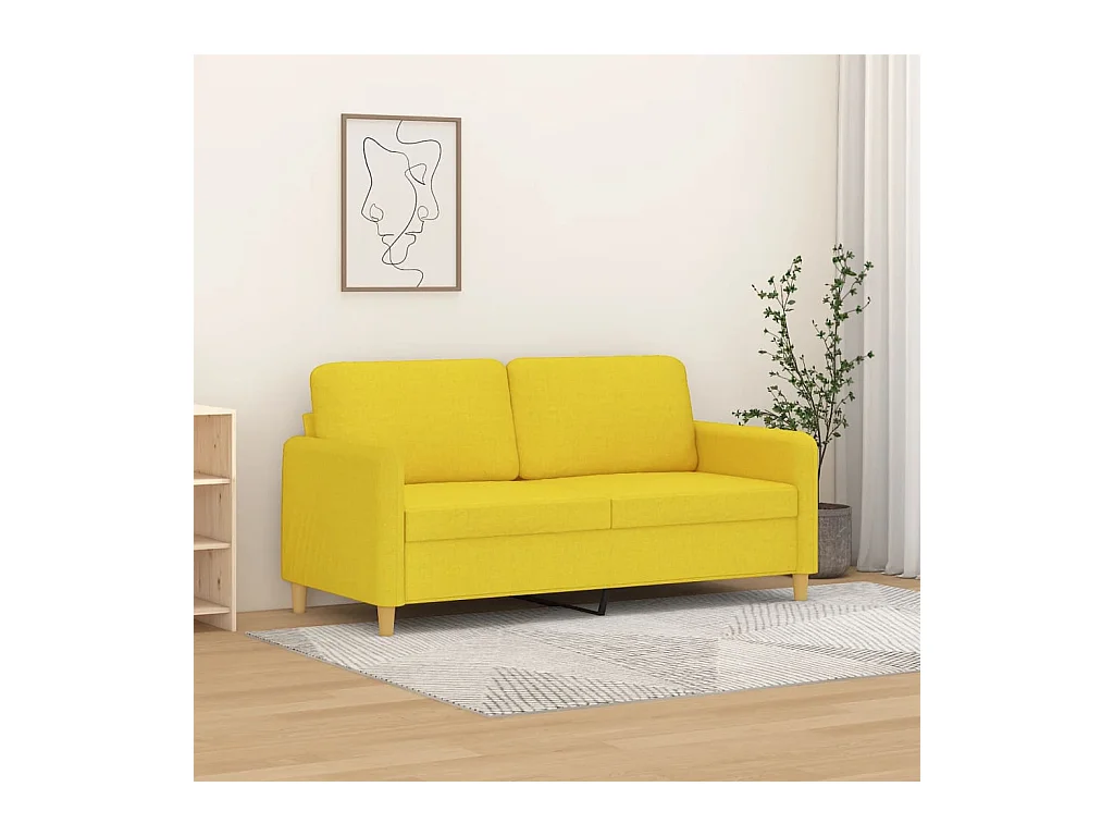 Canapé à 2 places Jaune clair 140 cm Tissu