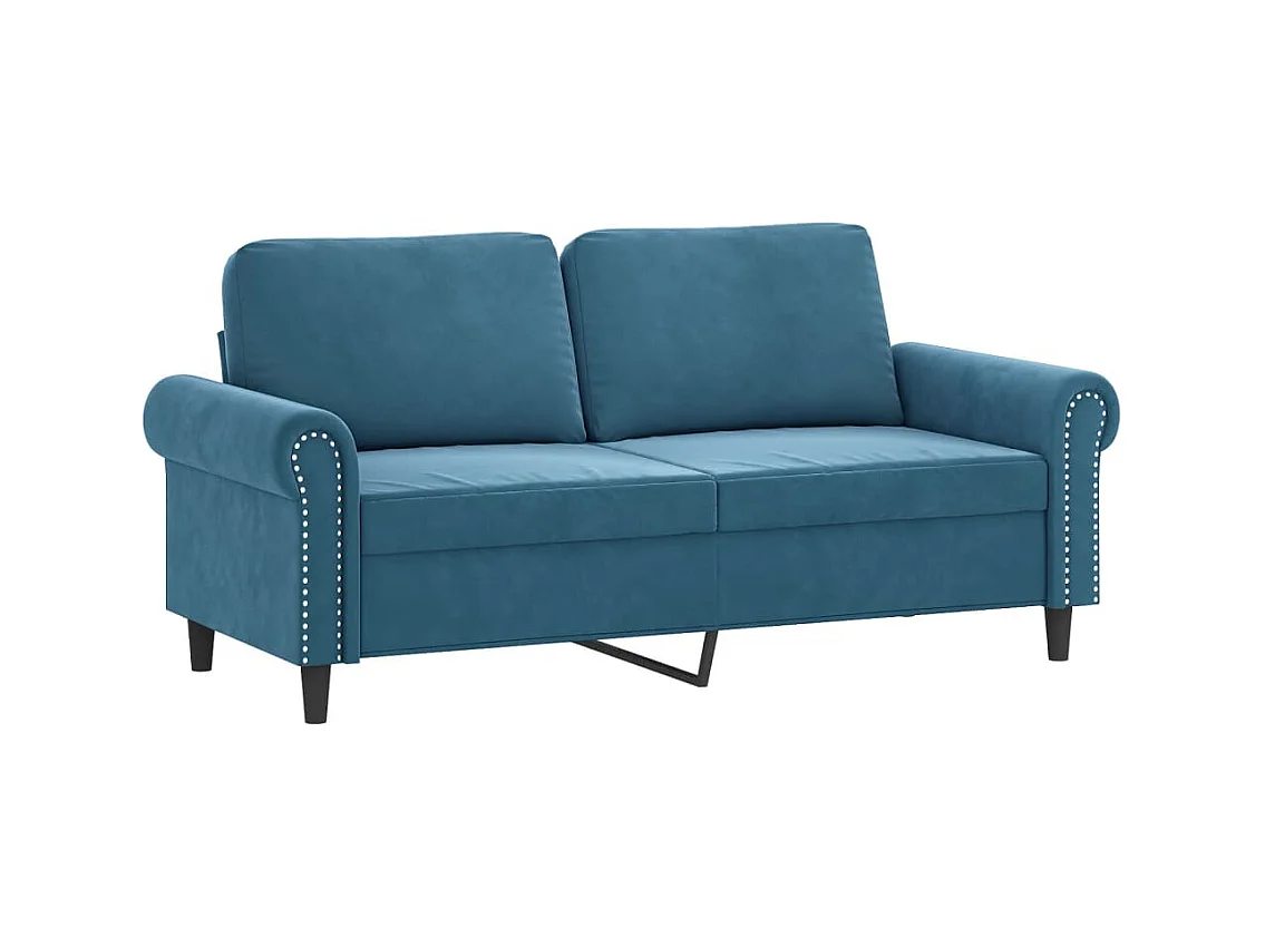 Canapé 2 places avec oreillers décoratifs bleu 140 cm velours