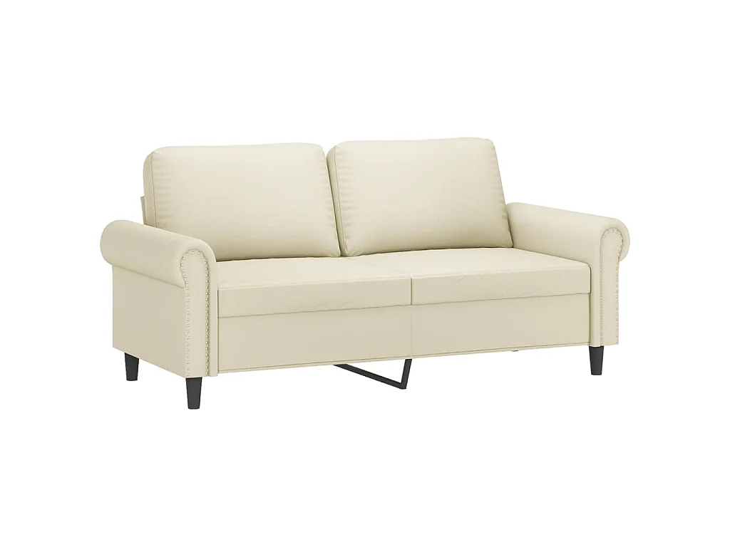 3 pcs conjunto sofás c/ almofadões couro artificial cor creme