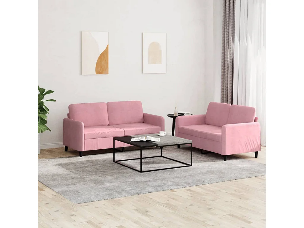2-delige Loungeset fluweel roze